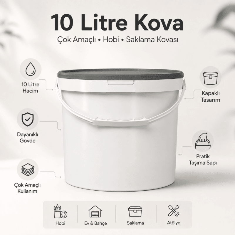 10 litre saklama kabı kapaklı